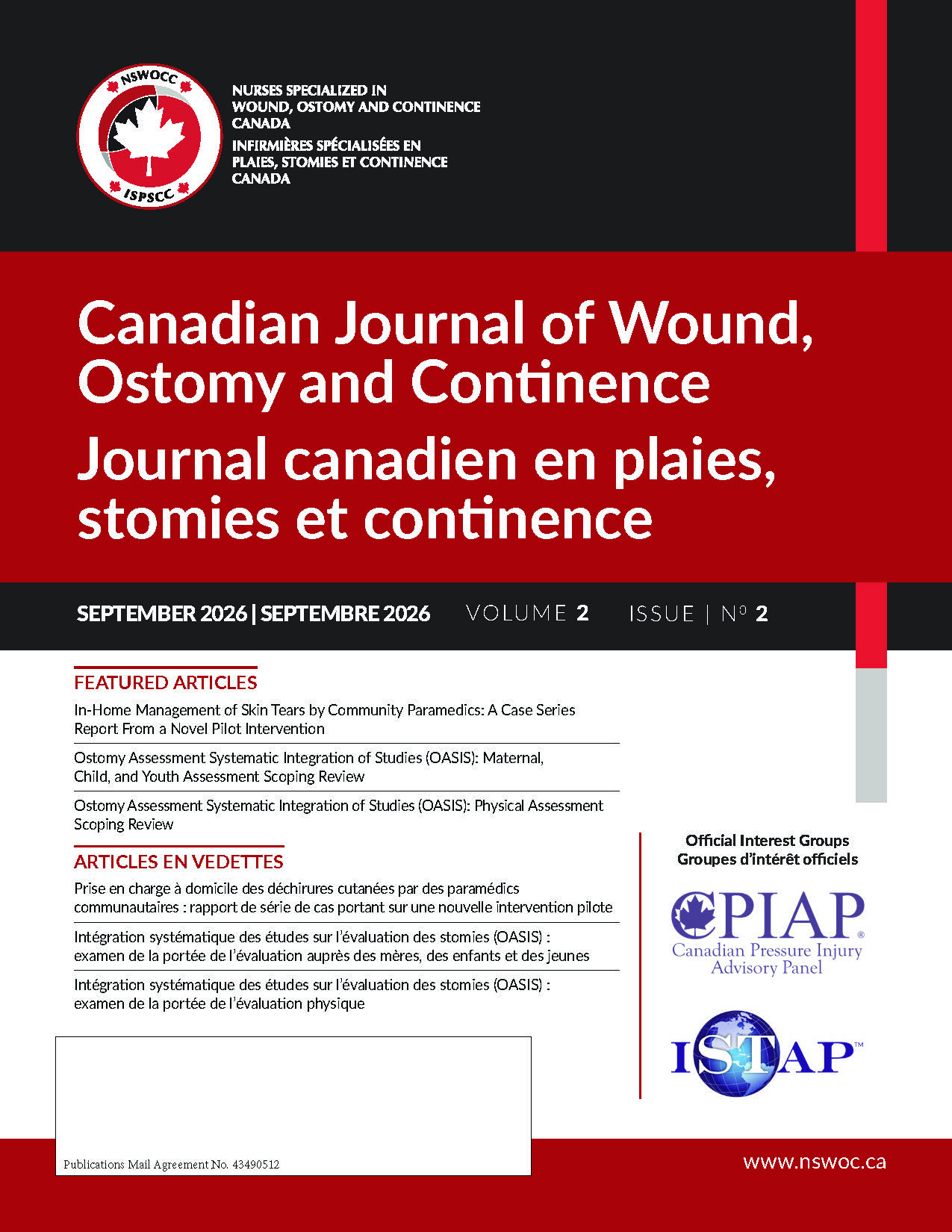 					View Vol. 2 No. 2 (2026): Canadian Journal of Wound, Ostomy and Continence
				